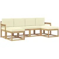 vidaXL Ensemble de canapés d'extérieur , 6 pièces, blanc et crème, en polyester