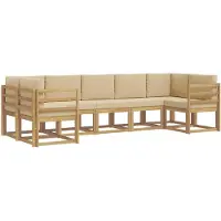 vidaXL Ensemble de salon de jardin 7 pièces, blanc et beige