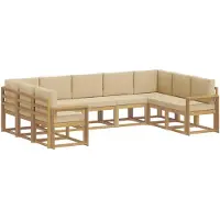 vidaXL Ensemble de salon de jardin 9 pièces, blanc et beige
