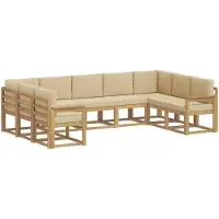 vidaXL Ensemble de salon de jardin 9 pièces, blanc et beige