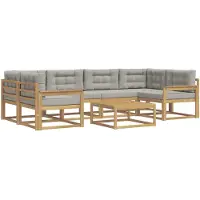 vidaXL Ensemble de salon de jardin 5 pièces, blanc et gris clair