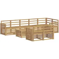 vidaXL Ensemble de salon de jardin 9 pièces, blanc, en bois d'acacia massif