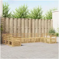 vidaXL Ensemble de salon de jardin 10 pièces, blanc, en bois d'acacia massif
