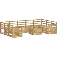vidaXL Ensemble de salon de jardin 10 pièces, blanc, en bois d'acacia massif