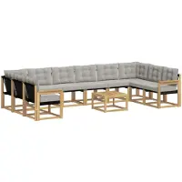 vidaXL Ensemble de salon de jardin 11 pièces, blanc et gris clair