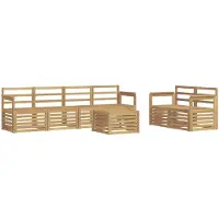 vidaXL Ensemble de salon de jardin 7 pièces, blanc, en bois d'acacia massif