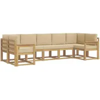 vidaXL Ensemble de salon de jardin 7 pièces, blanc et beige