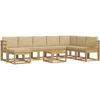vidaXL Ensemble de salon de jardin 9 pièces, blanc et beige