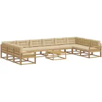 vidaXL Ensemble de salon de jardin 11 pièces, blanc et beige