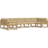 vidaXL Ensemble de salon de jardin 7 pièces, blanc et beige
