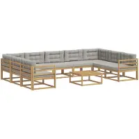 vidaXL Ensemble de salon de jardin, 10 pièces, blanc et gris clair