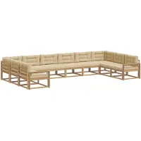 vidaXL Ensemble de salon de jardin 10 pièces, blanc et beige