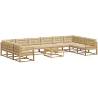 vidaXL Ensemble de salon de jardin 11 pièces, blanc et beige