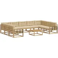 vidaXL Ensemble de salon de jardin 10 pièces, blanc et beige