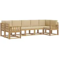 vidaXL Ensemble de salon de jardin 7 pièces, blanc et beige