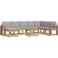 vidaXL Ensemble de salon de jardin 9 pièces, blanc et gris clair