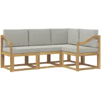 vidaXL Ensemble de salon de jardin, 4 pièces, blanc et gris clair, en polyester