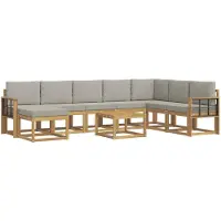 vidaXL Ensemble de salon de jardin 9 pièces, blanc et gris clair