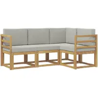 vidaXL Ensemble de salon de jardin, 4 pièces, blanc et gris clair, en polyester