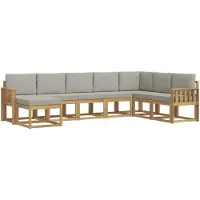 vidaXL Ensemble de salon de jardin 8 pièces, blanc et gris clair