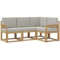 vidaXL Ensemble de salon de jardin, 4 pièces, blanc et gris clair, en polyester