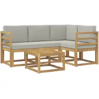 vidaXL - Ensemble de sofa d'extérieur, 5 pièces, blanc et gris clair, en polyester