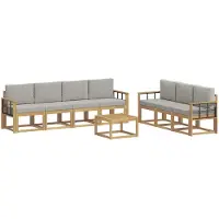 vidaXL Ensemble de canapés d'extérieur , 8 pièces, blanc et gris clair, en polyester