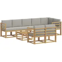 vidaXL Ensemble de salon de jardin 9 pièces, blanc et gris clair