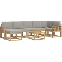 vidaXL Ensemble de salon de jardin 8 pièces, blanc et gris clair