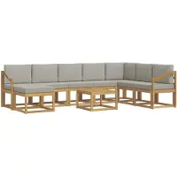 vidaXL Ensemble de salon de jardin 9 pièces, blanc et gris clair