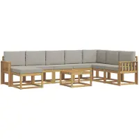 vidaXL Ensemble de salon de jardin 9 pièces, blanc et gris clair