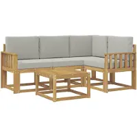 vidaXL - Ensemble de sofa d'extérieur, 5 pièces, blanc et gris clair, en polyester