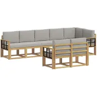 vidaXL Ensemble de salon de jardin 8 pièces, blanc et gris clair
