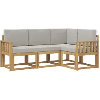 vidaXL Ensemble de salon de jardin, 4 pièces, blanc et gris clair, en polyester