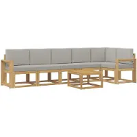 vidaXL Ensemble de salon de jardin 7 pièces, blanc et gris clair