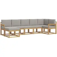 vidaXL Ensemble de salon de jardin 7 pièces, blanc et gris clair