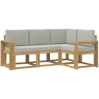 vidaXL Ensemble de salon de jardin, 4 pièces, blanc et gris clair, en polyester