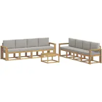 vidaXL Ensemble de salon de jardin , 9 pièces, blanc et gris clair, en polyester