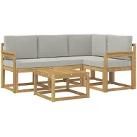 vidaXL - Ensemble de sofa d'extérieur, 5 pièces, blanc et gris clair, en polyester