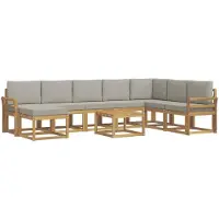 vidaXL Ensemble de salon de jardin 9 pièces, blanc et gris clair