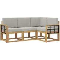 vidaXL Ensemble de salon de jardin, 4 pièces, blanc et gris clair, en polyester