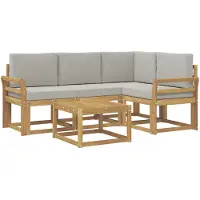 vidaXL - Ensemble de sofa d'extérieur, 5 pièces, blanc et gris clair, en polyester