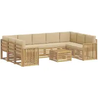 vidaXL Ensemble de meubles de jardin , 10 pièces, blanc et beige, en polyester
