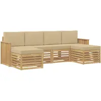 vidaXL Ensemble de canapés d'extérieur , 6 pièces, blanc et beige, en polyester