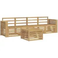 vidaXL Ensemble de salon de jardin 5 pièces, blanc, en bois d'acacia massif