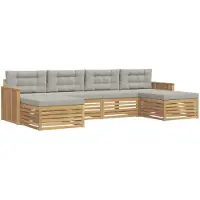 vidaXL Ensemble de salon de jardin 6 pièces, blanc et gris clair, en bois d'acacia massif