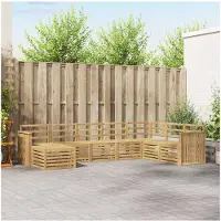 vidaXL Ensemble de salon de jardin 8 pièces, bois d'acacia massif, blanc
