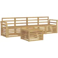 vidaXL Ensemble de salon de jardin 5 pièces, blanc, en bois d'acacia massif