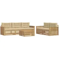 vidaXL Ensemble de salon de jardin 6 pièces, blanc et beige