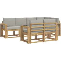 vidaXL Ensemble de salon de jardin 7 pièces, blanc et gris clair